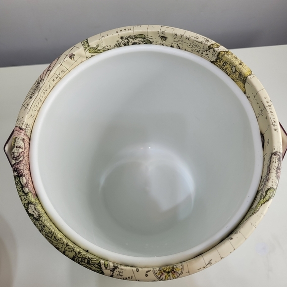 MCM World Map Ice Bucket 11" H x 8" Round Mid century Vintage Item - Picture 8 of 11